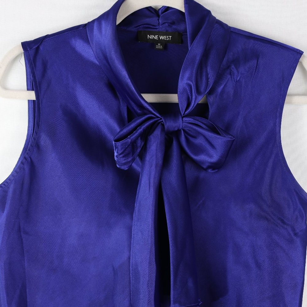 Nine West Royal Blue Silky Sleeveless Blouse